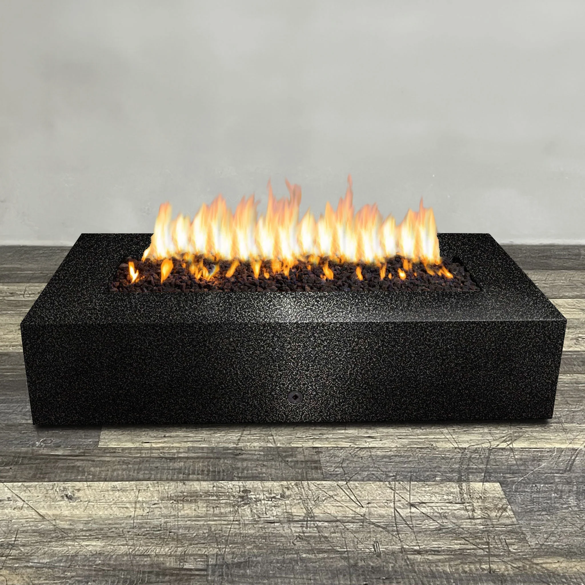 72" x 38" Rectangle Gravity Powder Coated Steel Fire Pit - Natural Gas - 110V CSA Hi/Lo Electronic Ignition System w/Bluetooth & Handheld Remote - Silver Vein by Starfire Designs - Image 2
