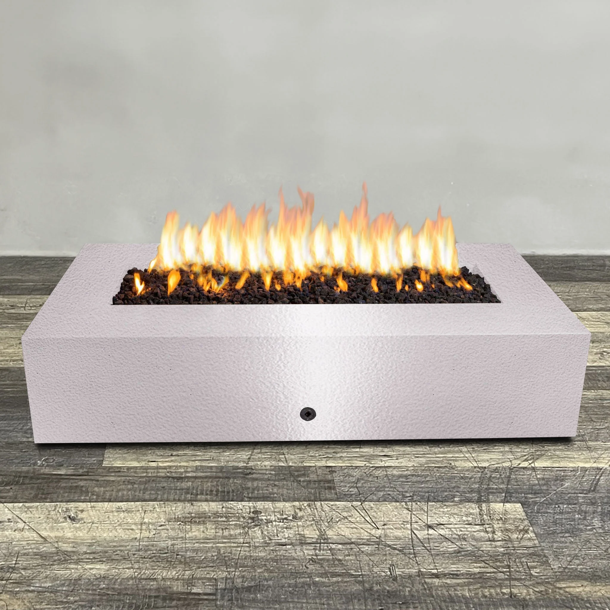72" x 38" Rectangle Gravity Powder Coated Steel Fire Pit - Natural Gas - 110V CSA Hi/Lo Electronic Ignition System w/Bluetooth & Handheld Remote - White Hammertone by Starfire Designs - Image 2