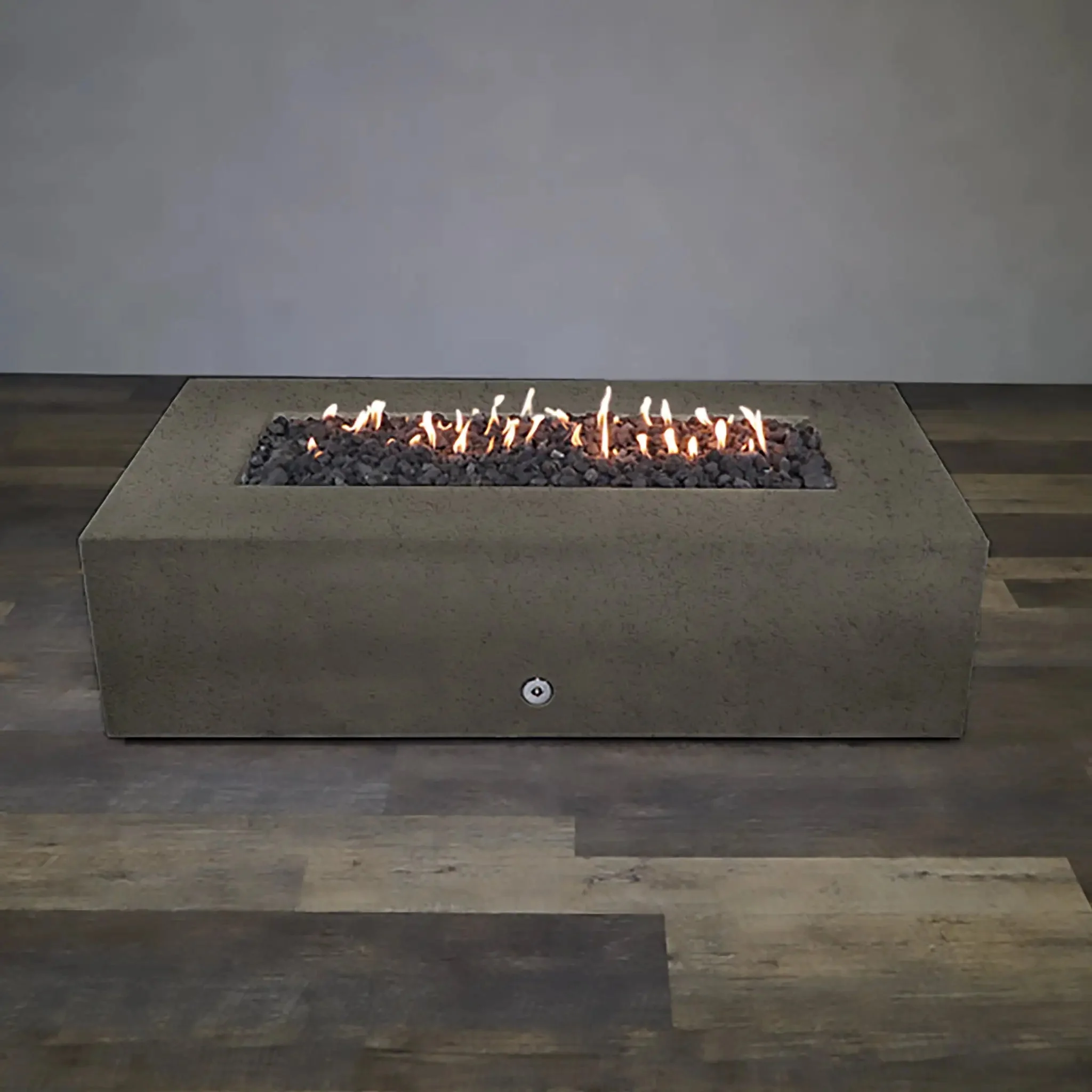 72" x 38" Rectangle Rustic Gravity Concrete (GFRC) Fire Pit - Natural Gas - 110V Electronic Ignition System - Brown by Starfire Designs
