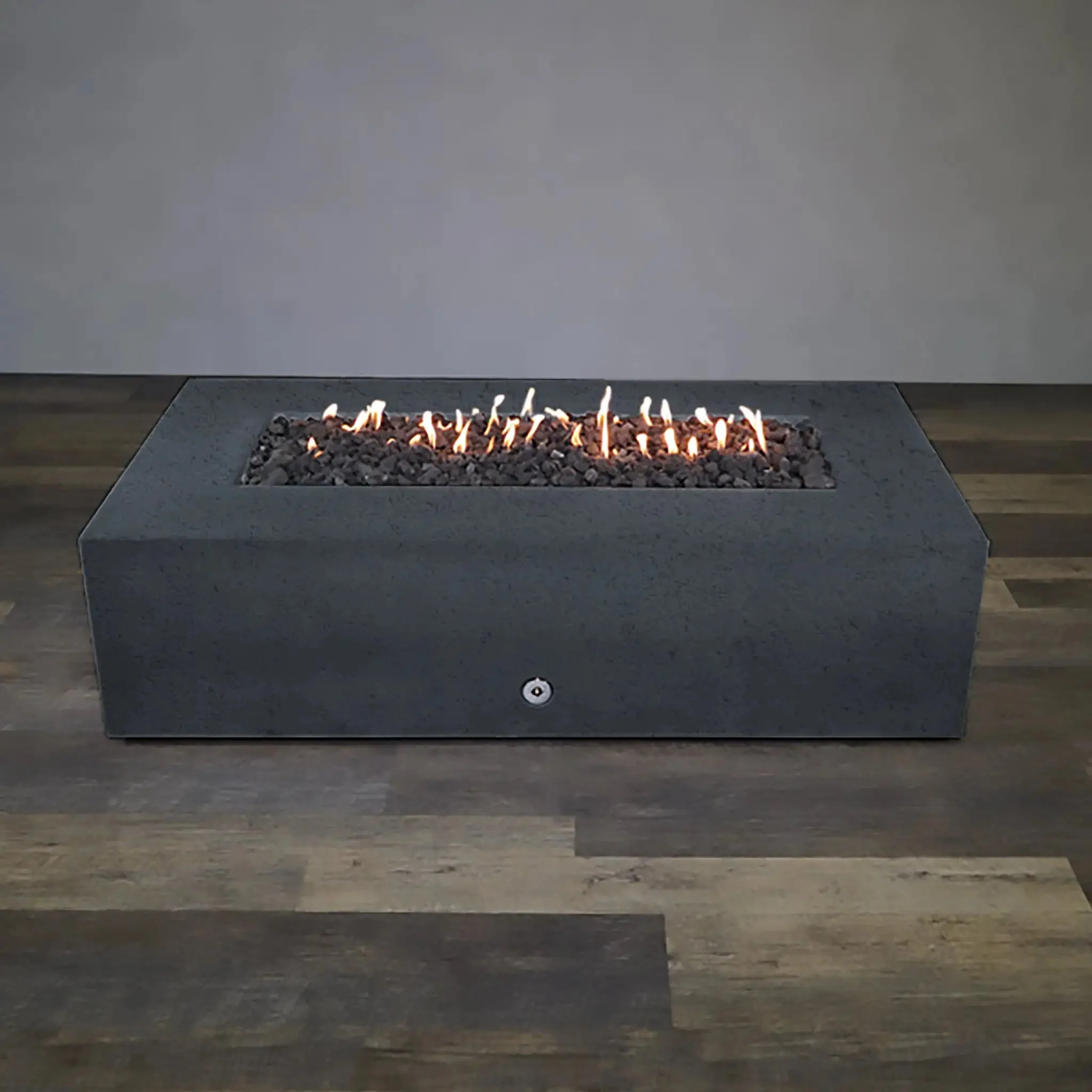 72" x 38" Rectangle Rustic Gravity Concrete (GFRC) Fire Pit - Natural Gas - 110V CSA Hi/Lo Electronic Ignition System w/Bluetooth & Handheld Remote - Graphite by Starfire Designs