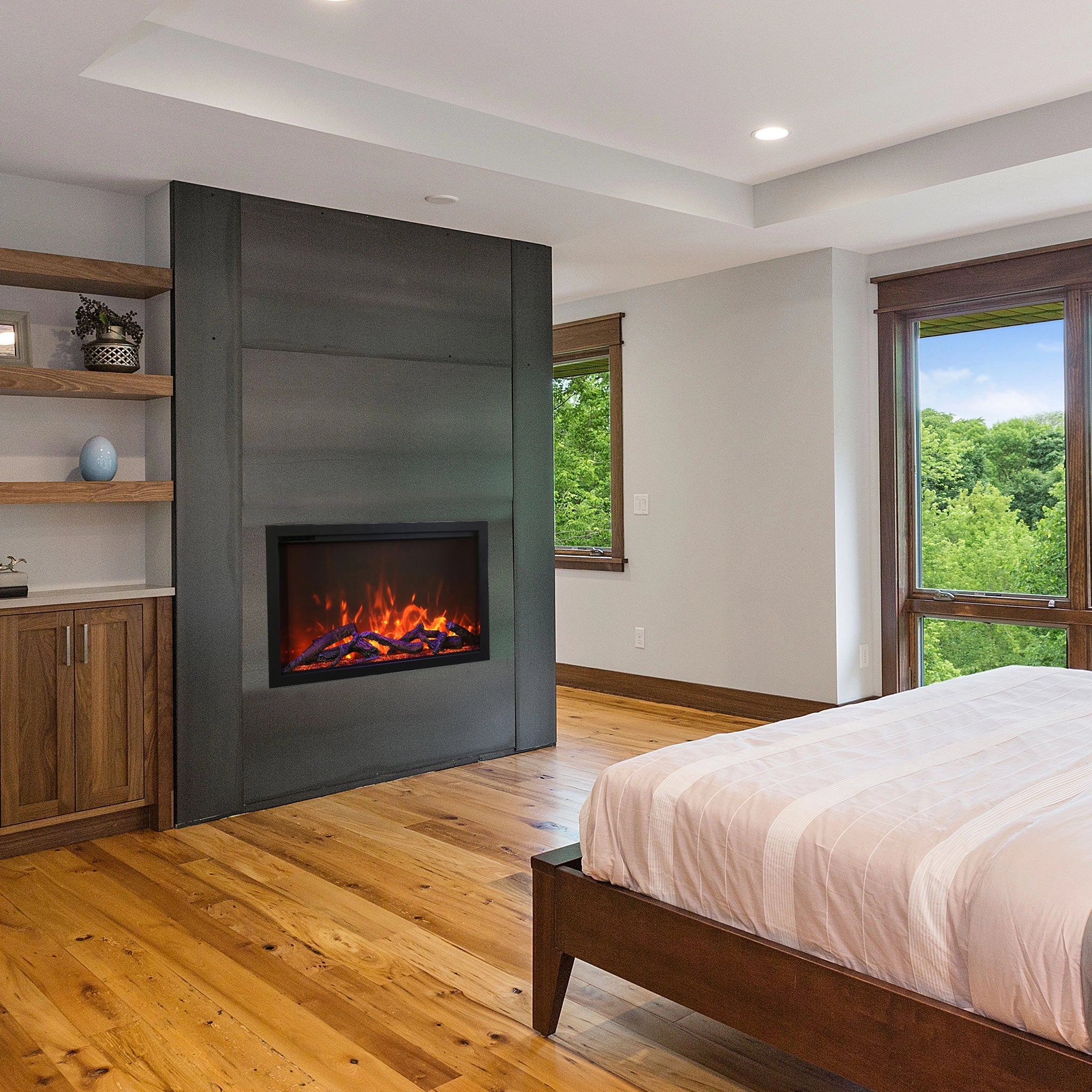 Traditional Bespoke Indoor / Outdoor Electric Fireplace Insert by Amantii - Image 6