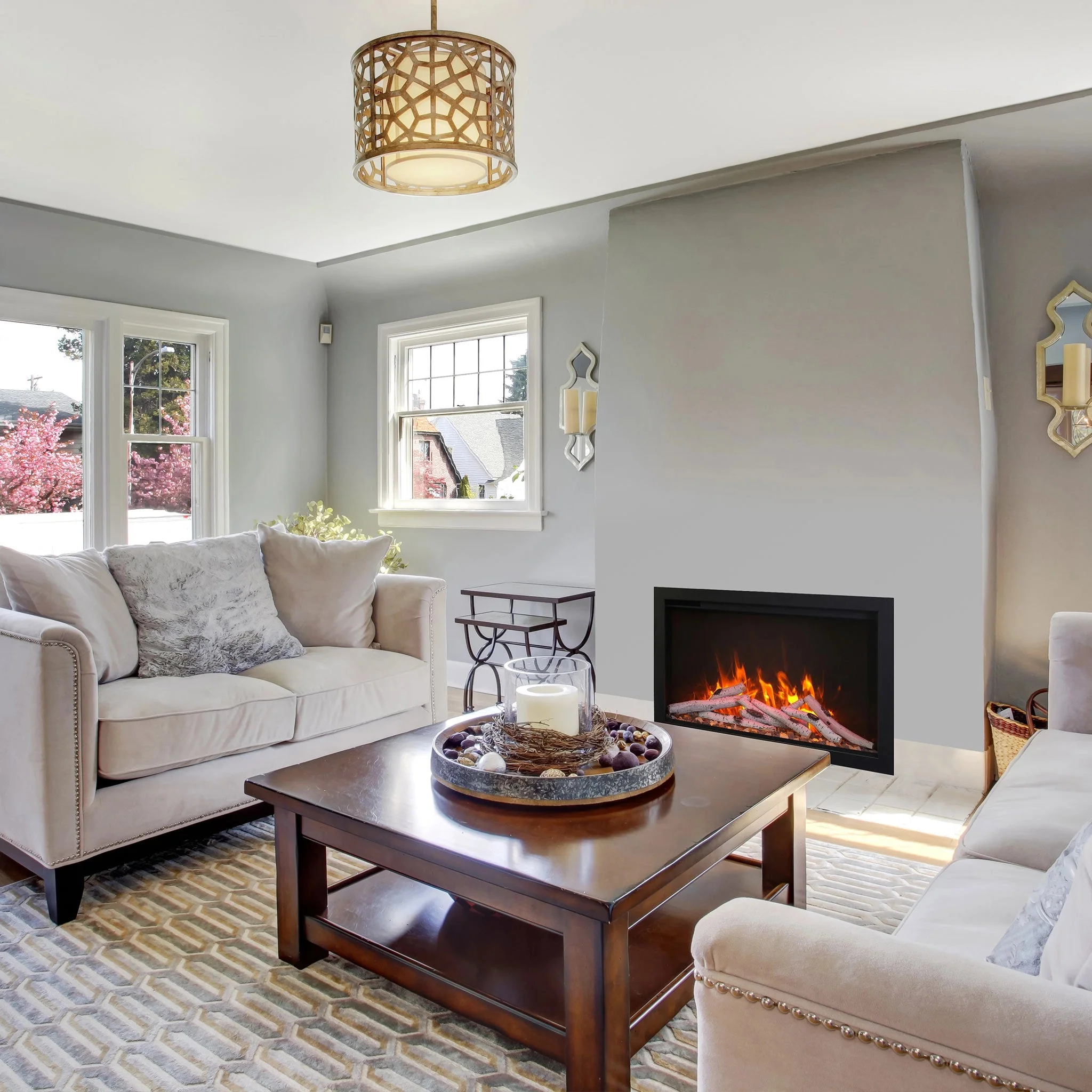 Traditional Bespoke Indoor / Outdoor Electric Fireplace Insert by Amantii - Image 7