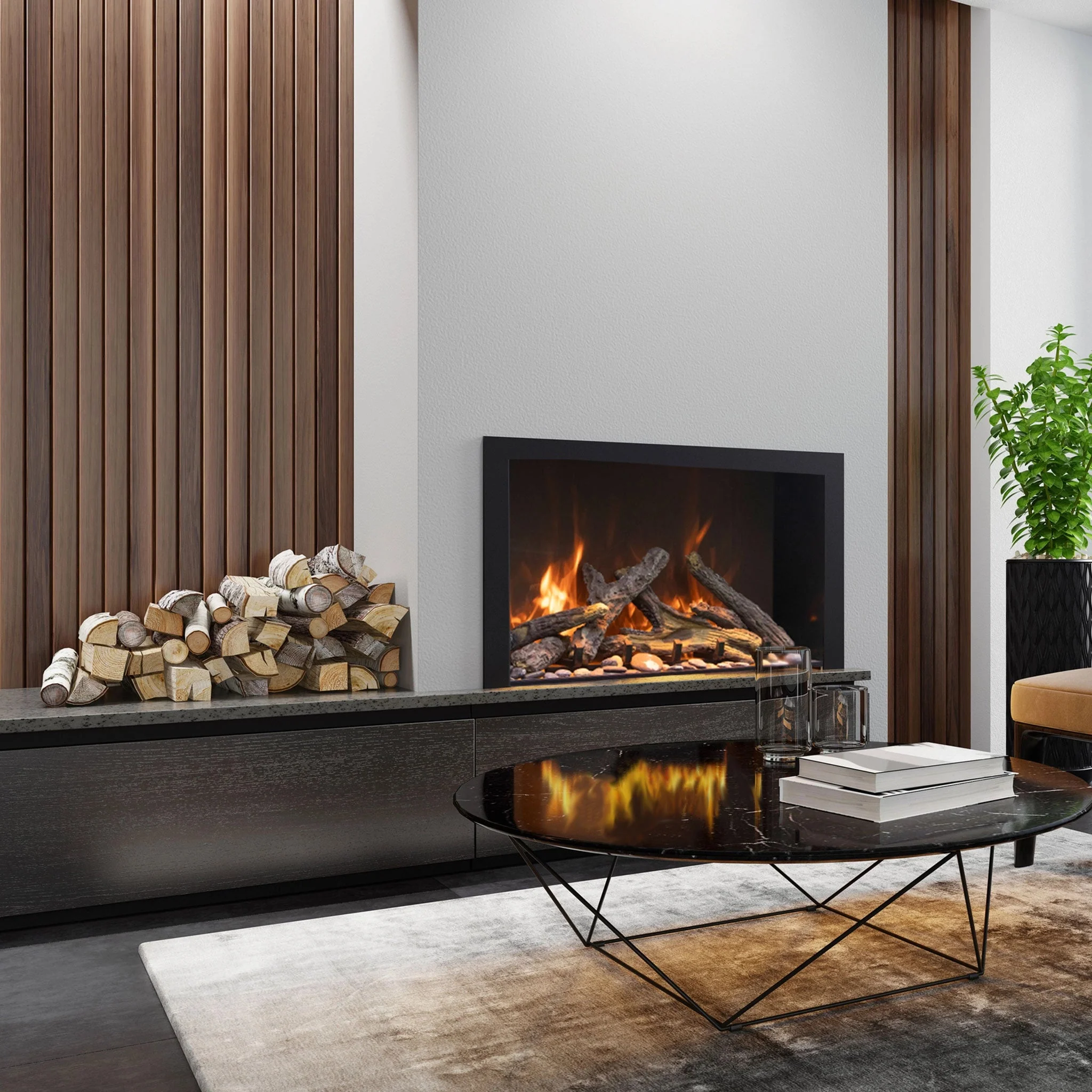 Traditional Bespoke Indoor / Outdoor Electric Fireplace Insert by Amantii - Image 9