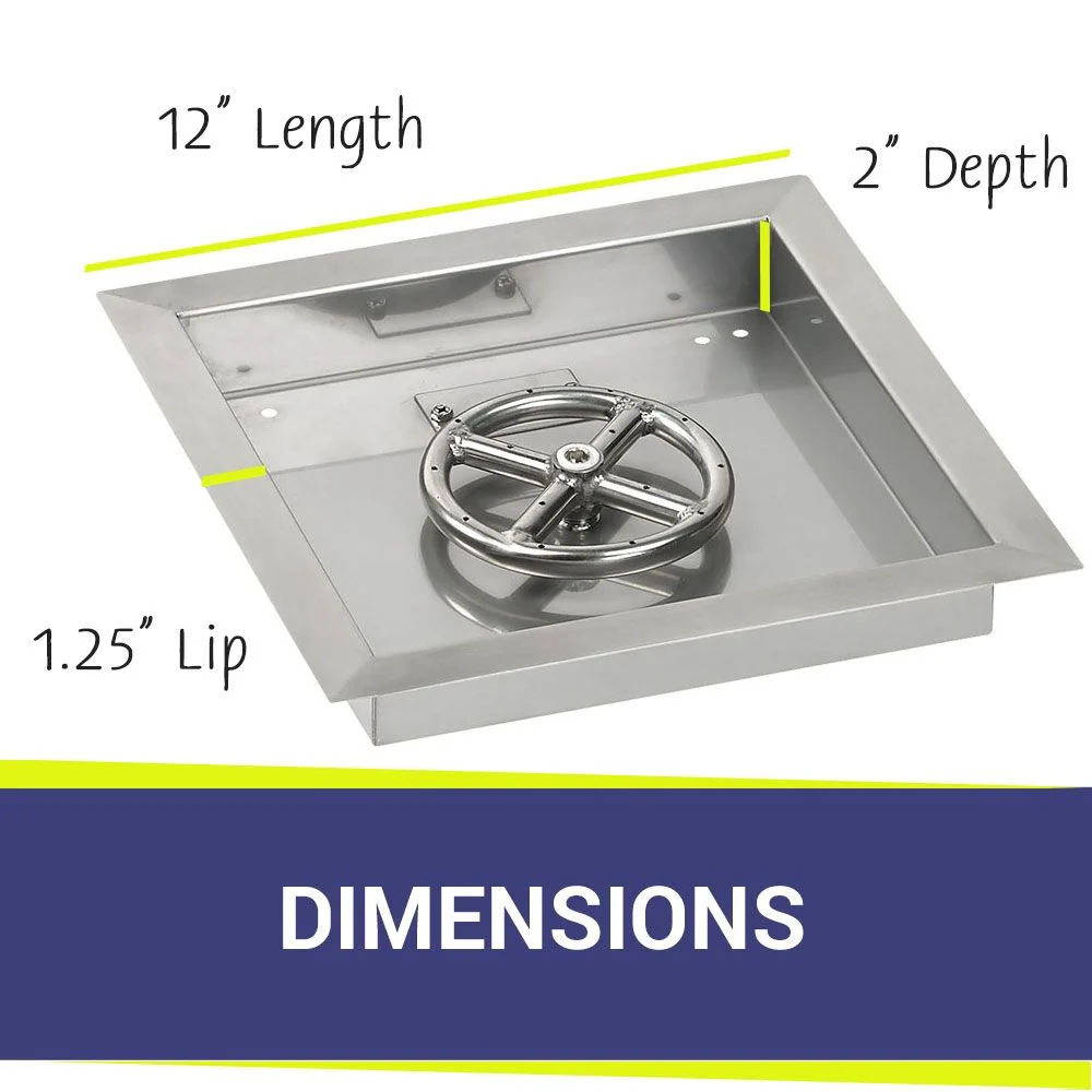 12" Square Stainless Steel Drop-In Pan with All-Weather Electronic Ignition System - Natural Gas by American Fire Products - Image 2