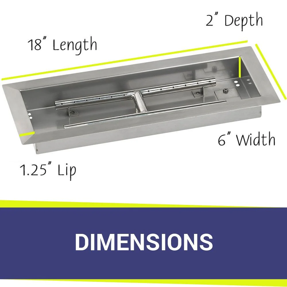 18" x 6" Rectangle Stainless Steel Drop-In Pan with All-Weather Electronic Ignition System - Natural Gas by American Fire Products - Image 2