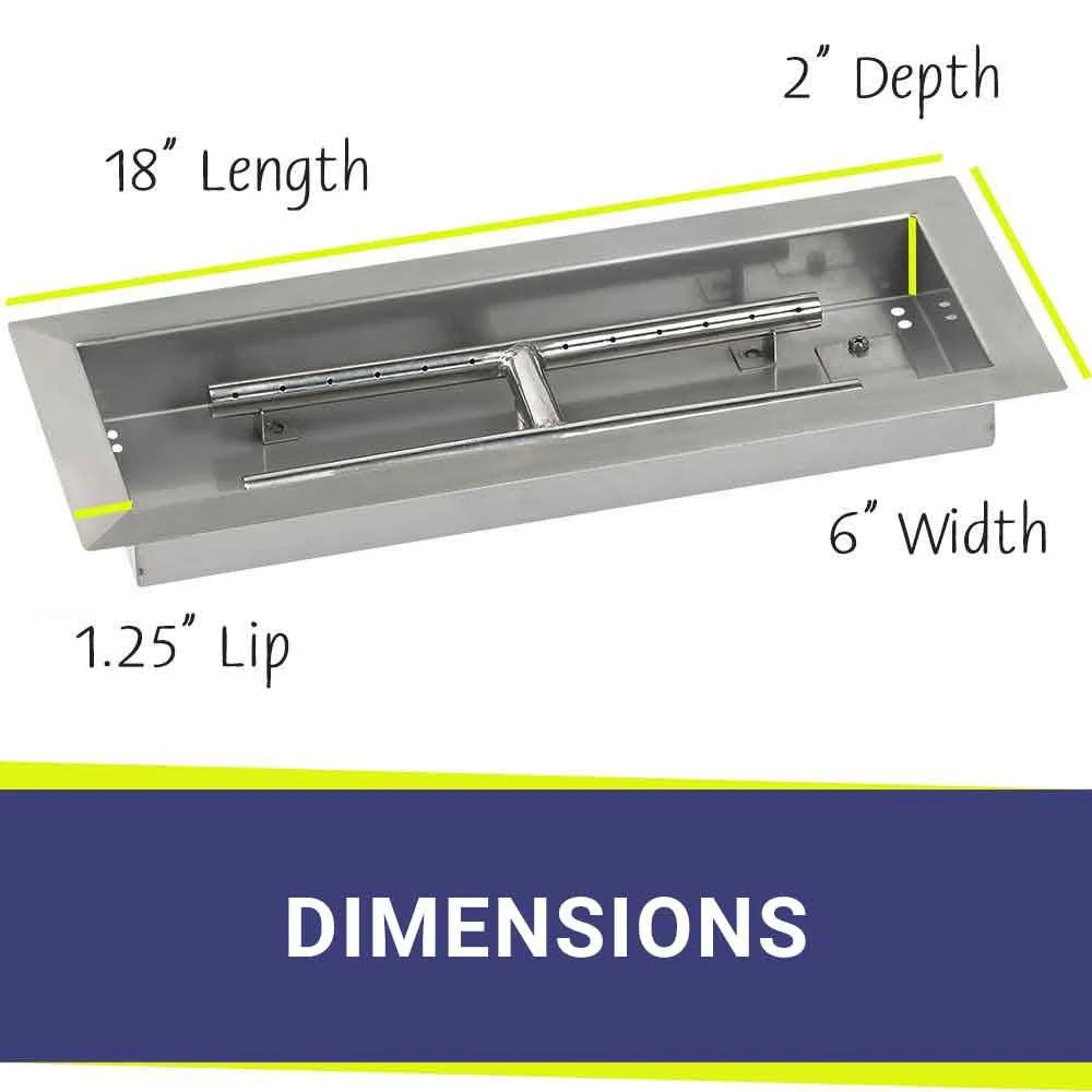 18" x 6" Rectangle Stainless Steel Drop-In Pan with All-Weather Electronic Ignition System - Propane by American Fire Products - Image 2