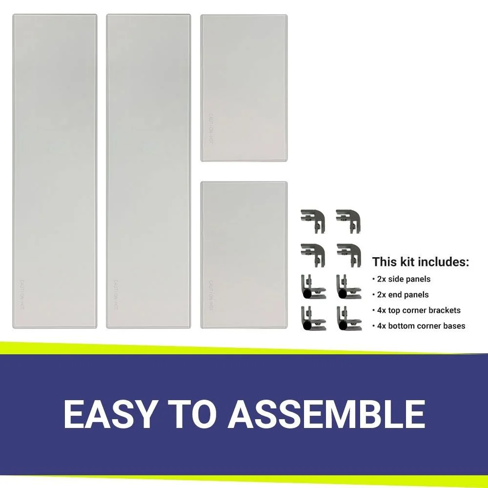 Rectangle Glass Flame Guard for 18" x 6" Drop-In Pan by American Fire Products - Image 3