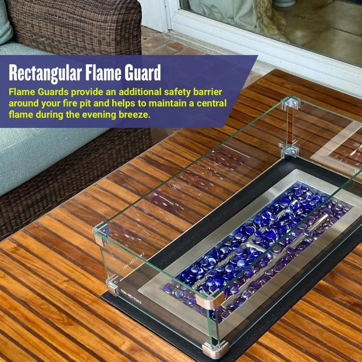 Rectangle Glass Flame Guard for 18" x 6" Drop-In Pan by American Fire Products - Image 7