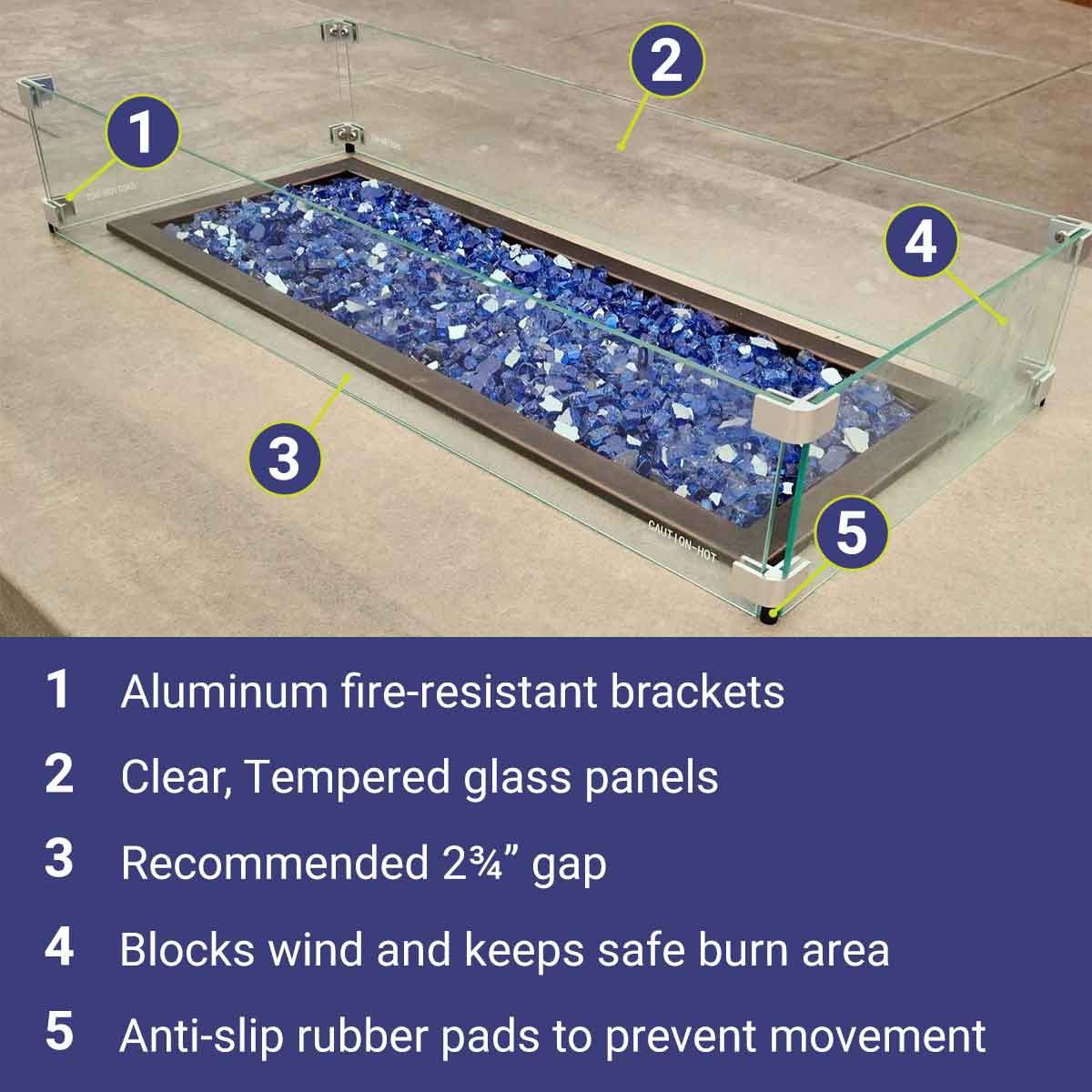 Rectangle Glass Flame Guard for 18" x 6" Drop-In Pan by American Fire Products - Image 9