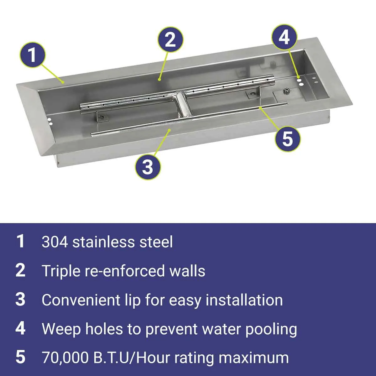 18" x 6" Rectangle Stainless Steel Drop-In Pan by American Fire Products - Image 7