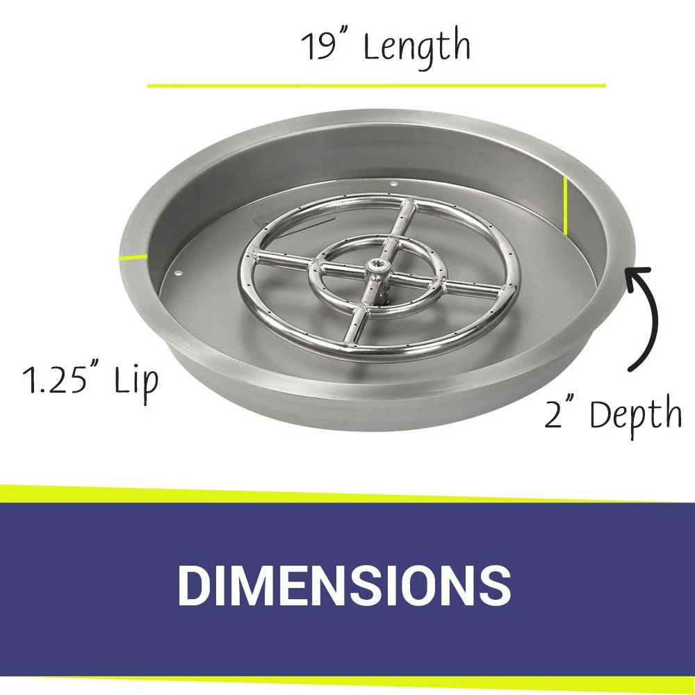 19" Round Stainless Steel Drop-In Pan with All-Weather Electronic Ignition System - Propane by American Fire Products - Image 2