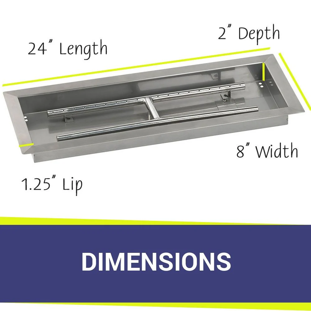 24" x 8" Rectangle Stainless Steel Drop-In Pan with All-Weather Electronic Ignition System - Natural Gas by American Fire Products - Image 2