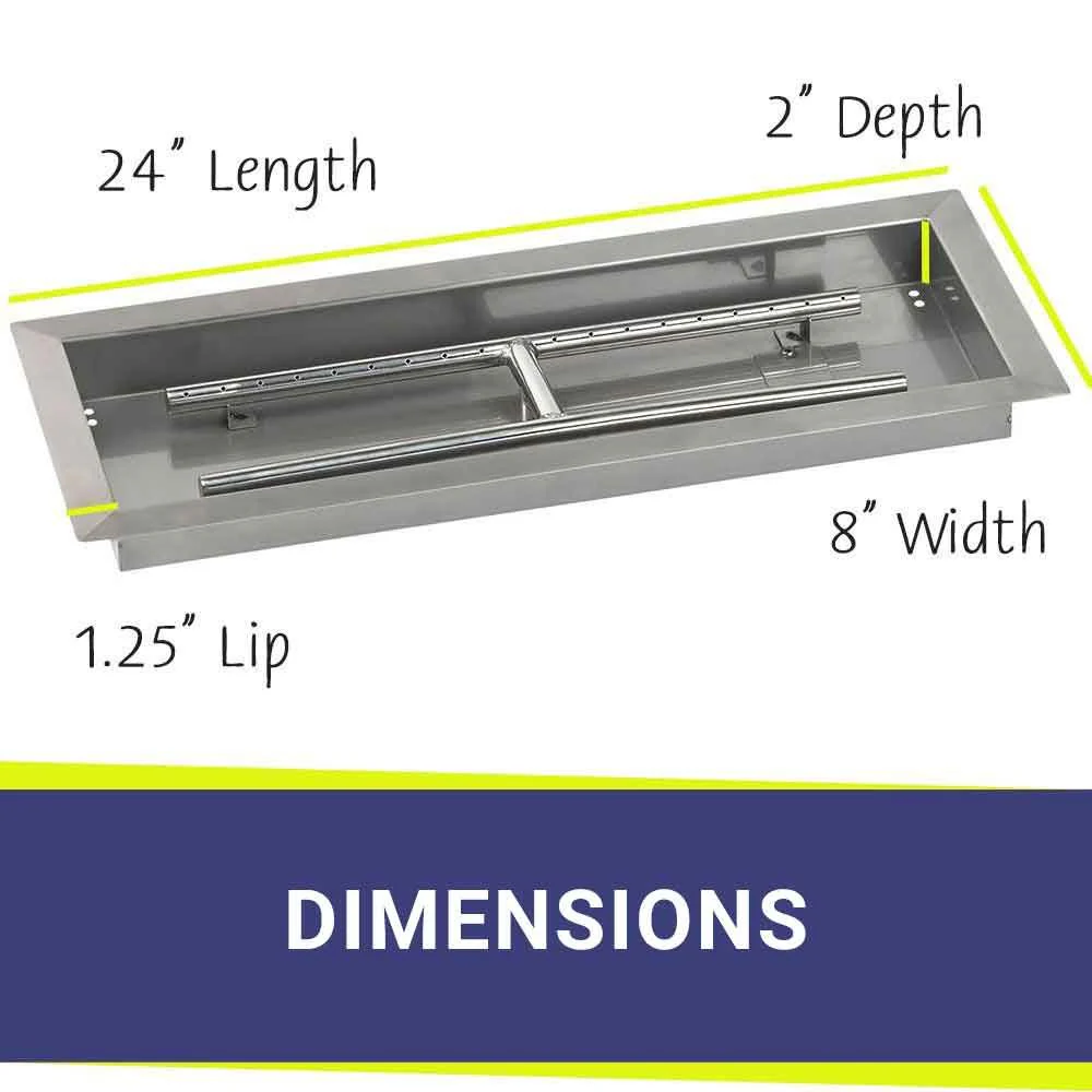 24" x 8" Rectangle Stainless Steel Drop-In Pan with All-Weather Electronic Ignition System - Propane by American Fire Products - Image 2