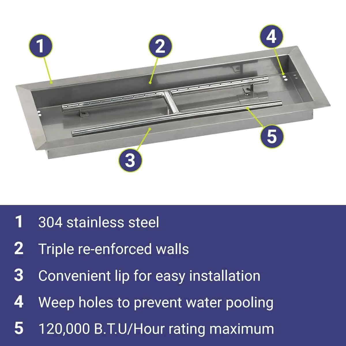 24" x 8" Rectangle Stainless Steel Drop-In Pan by American Fire Products - Image 7