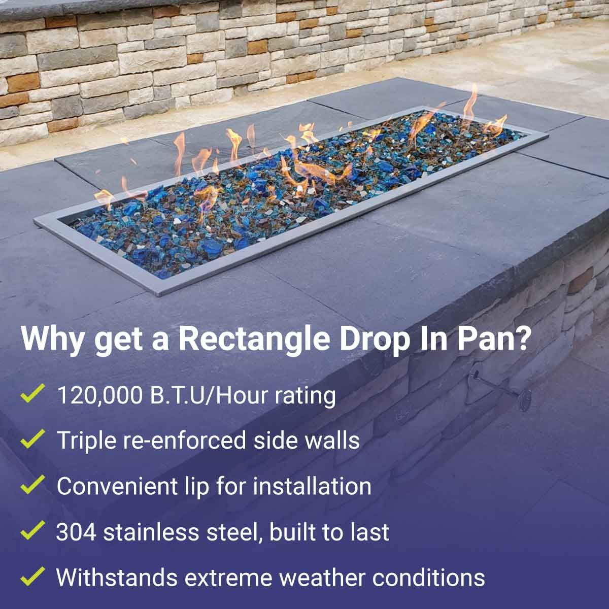 24" x 8" Rectangle Stainless Steel Drop-In Pan by American Fire Products - Image 8