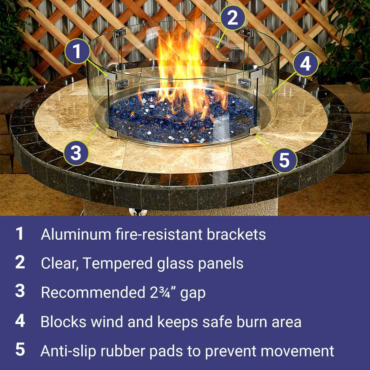 Round Glass Flame Guard for 25" Round Drop-In Pan by American Fire Products - Image 9