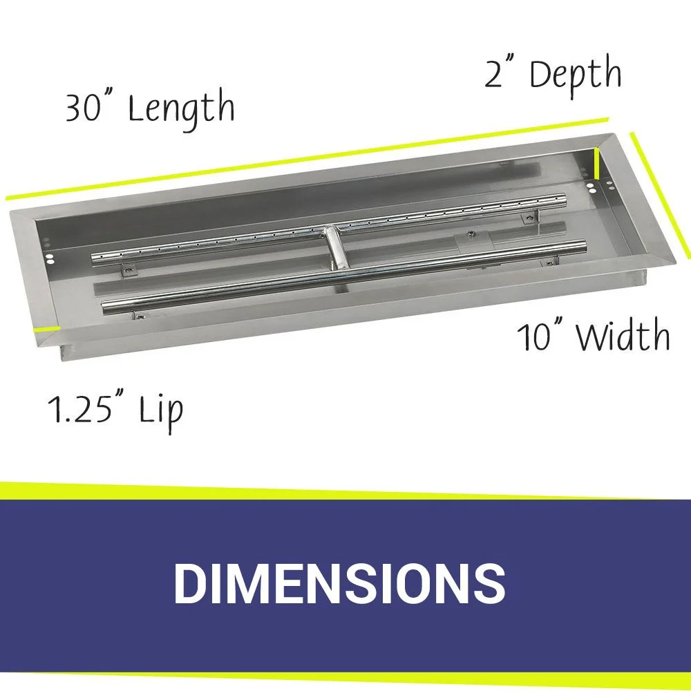30" x 10" Rectangle Stainless Steel Drop-In Pan with All-Weather Electronic Ignition System - Natural Gas by American Fire Products - Image 2