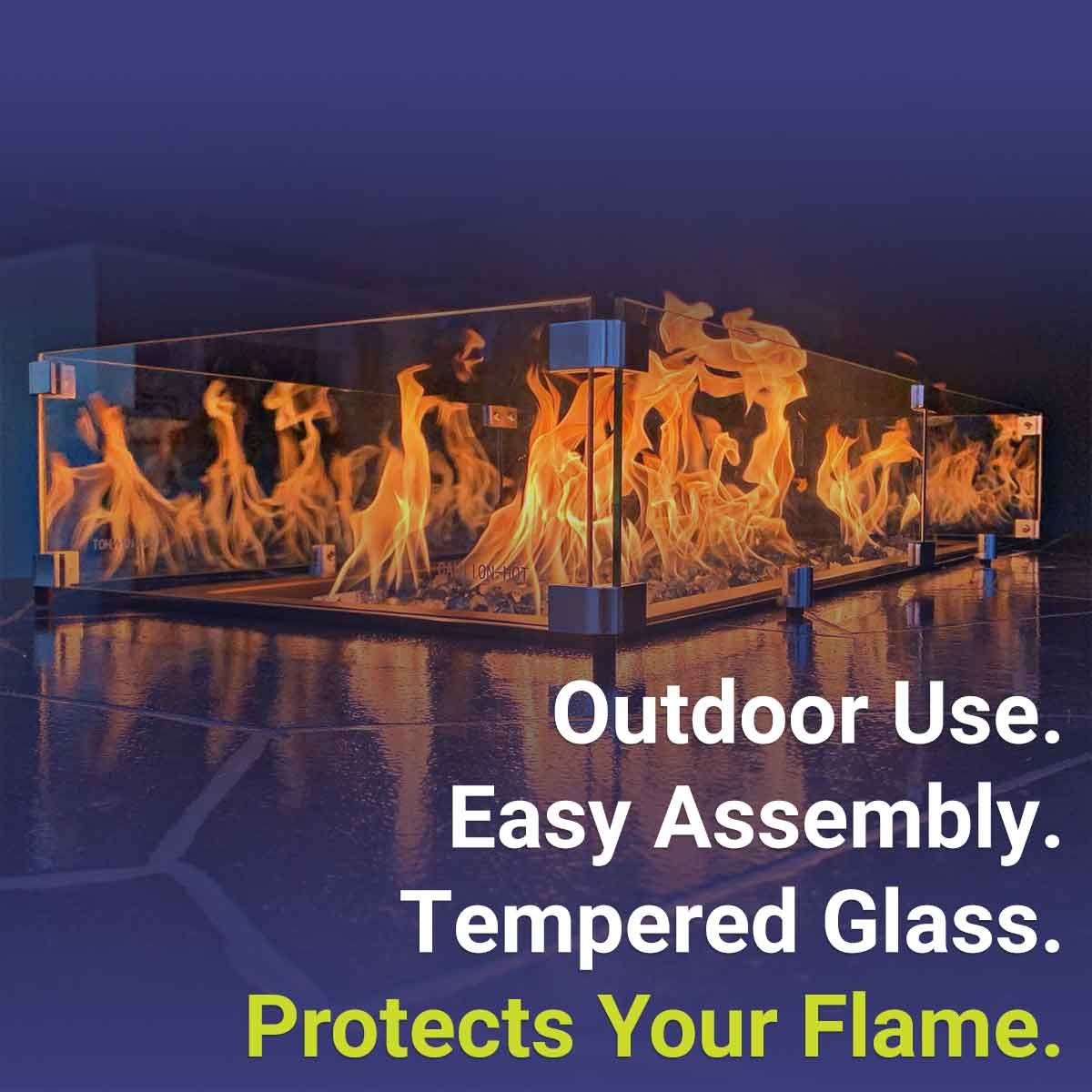 Rectangle Glass Flame Guard for 30" x 10" Drop-In Pan by American Fire Products - Image 6