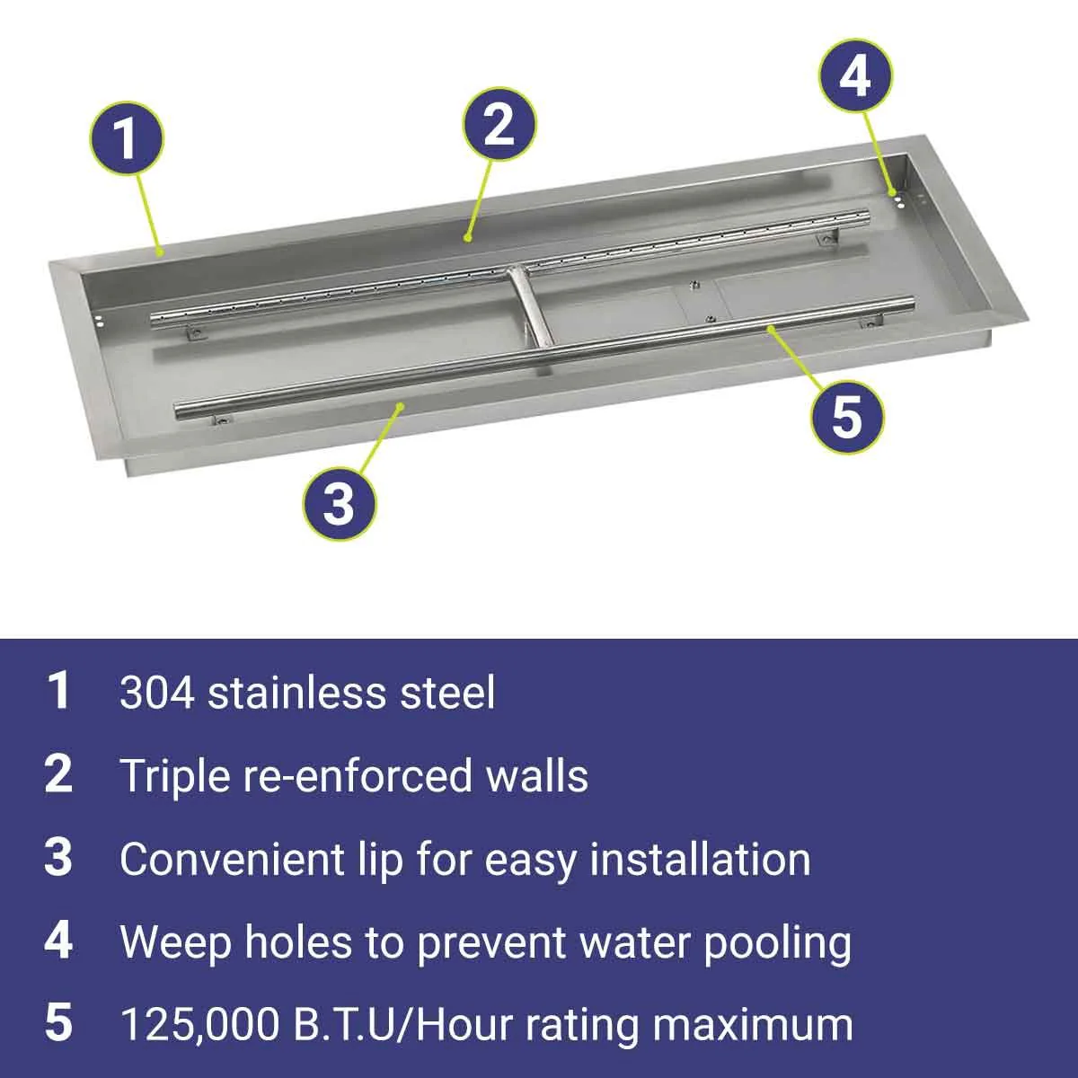 30" x 10" Rectangle Stainless Steel Drop-In Pan by American Fire Products - Image 9