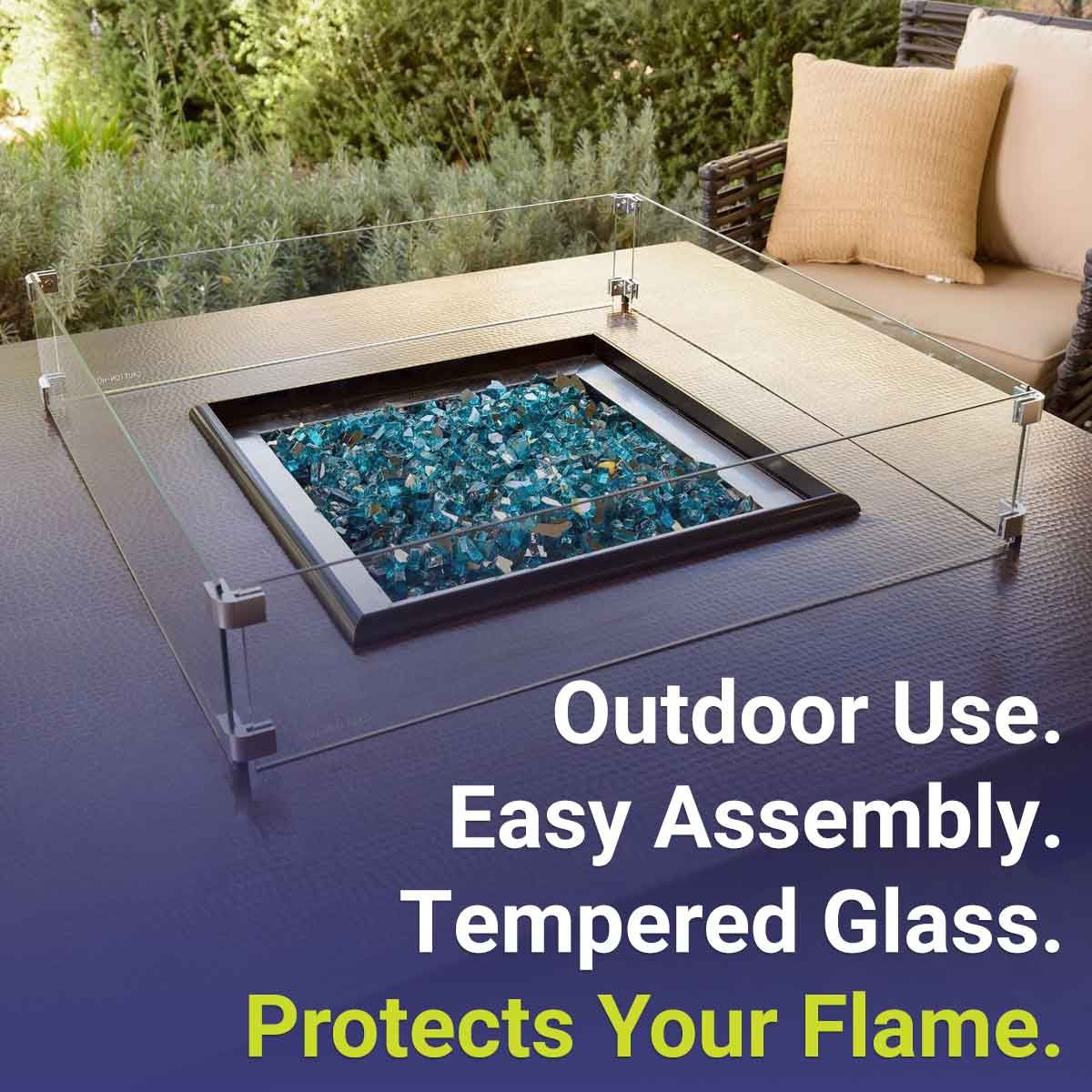 Square Glass Flame Guard for 30" Square Drop-In Pan by American Fire Products - Image 6