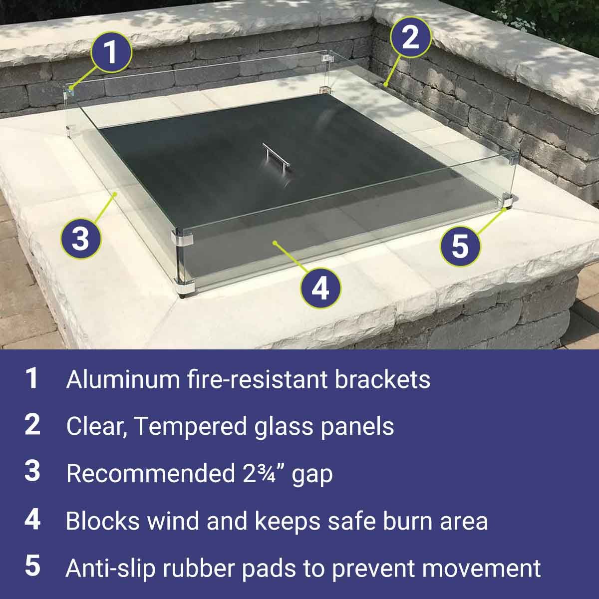 Square Glass Flame Guard for 30" Square Drop-In Pan by American Fire Products - Image 8