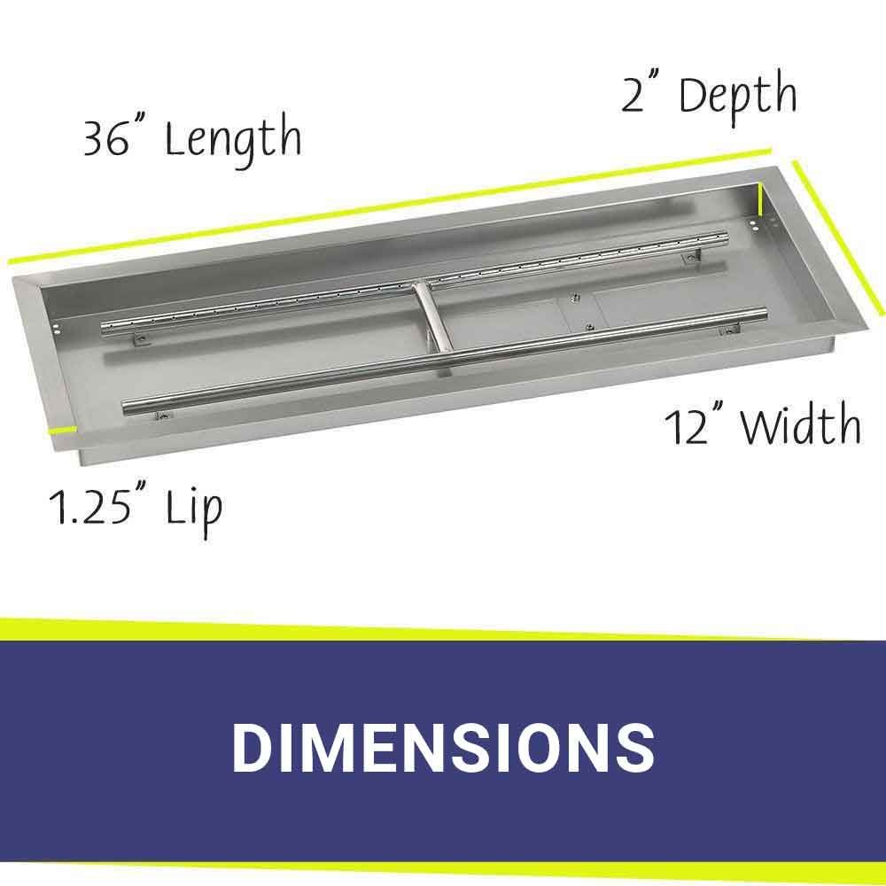 36" x 12" Rectangle Stainless Steel Drop-In Pan with All-Weather Electronic Ignition System - Propane by American Fire Products - Image 2