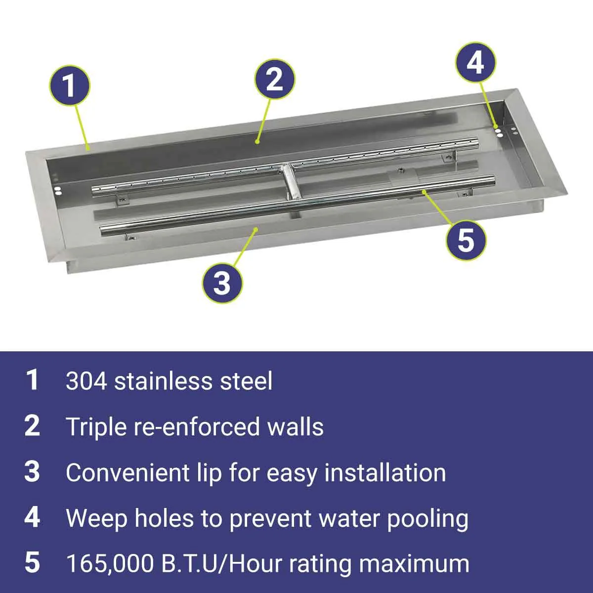 36" x 12" Rectangle Stainless Steel Drop-In Pan by American Fire Products - Image 7