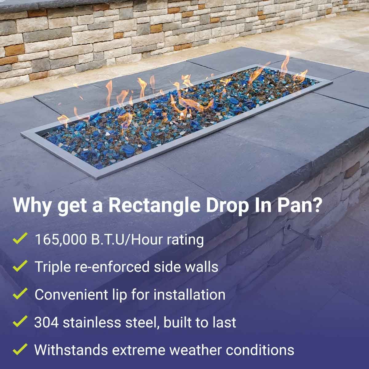 36" x 12" Rectangle Stainless Steel Drop-In Pan by American Fire Products - Image 8