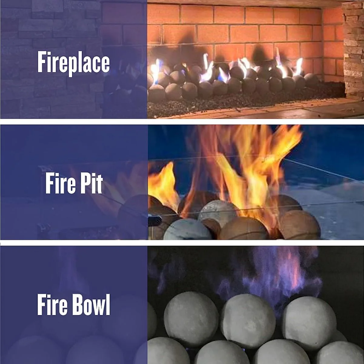 4" Matte Black Lite Stone Fire Balls - Set of 6 by American Fire Products - Image 6
