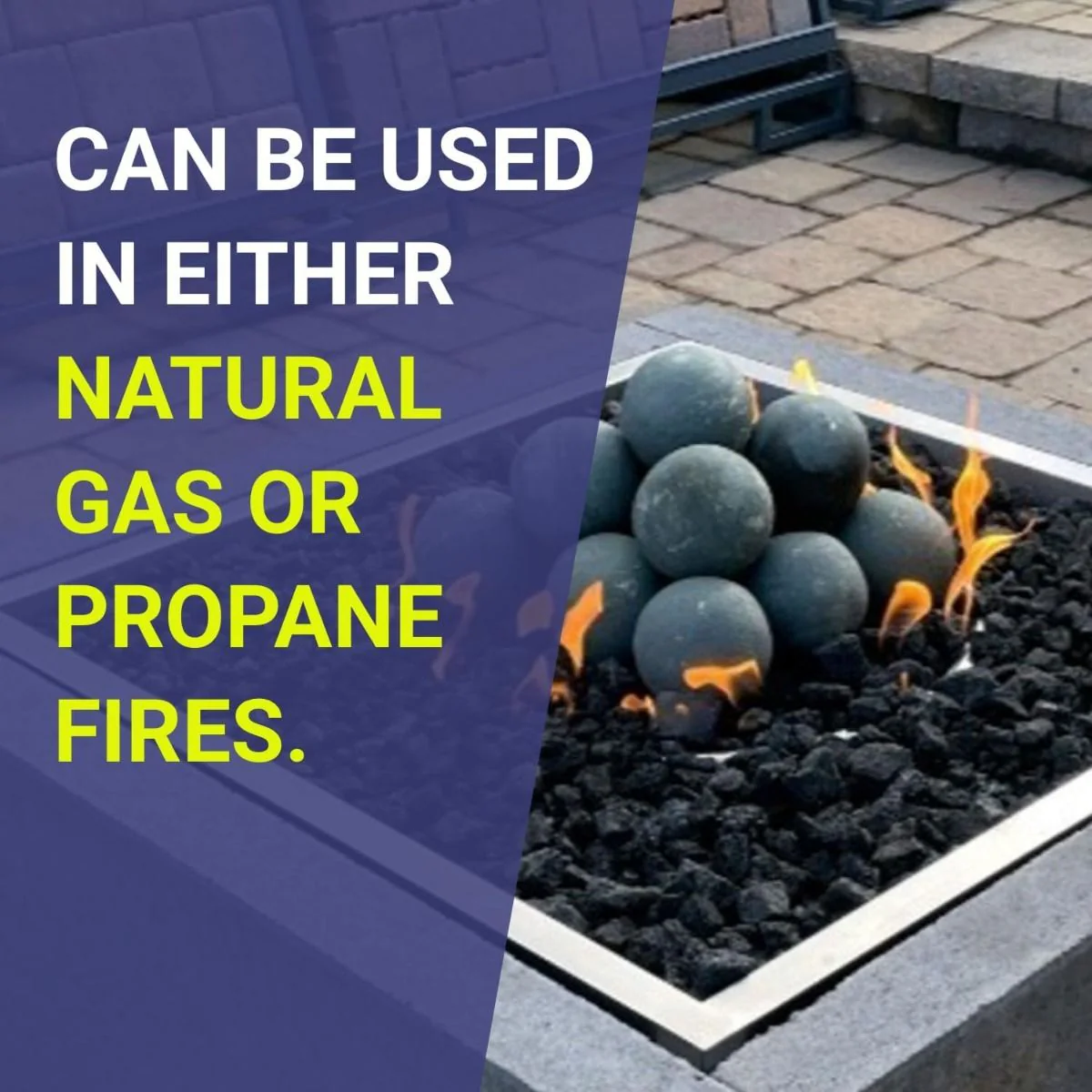4" Matte Black Lite Stone Fire Balls - Set of 6 by American Fire Products - Image 9