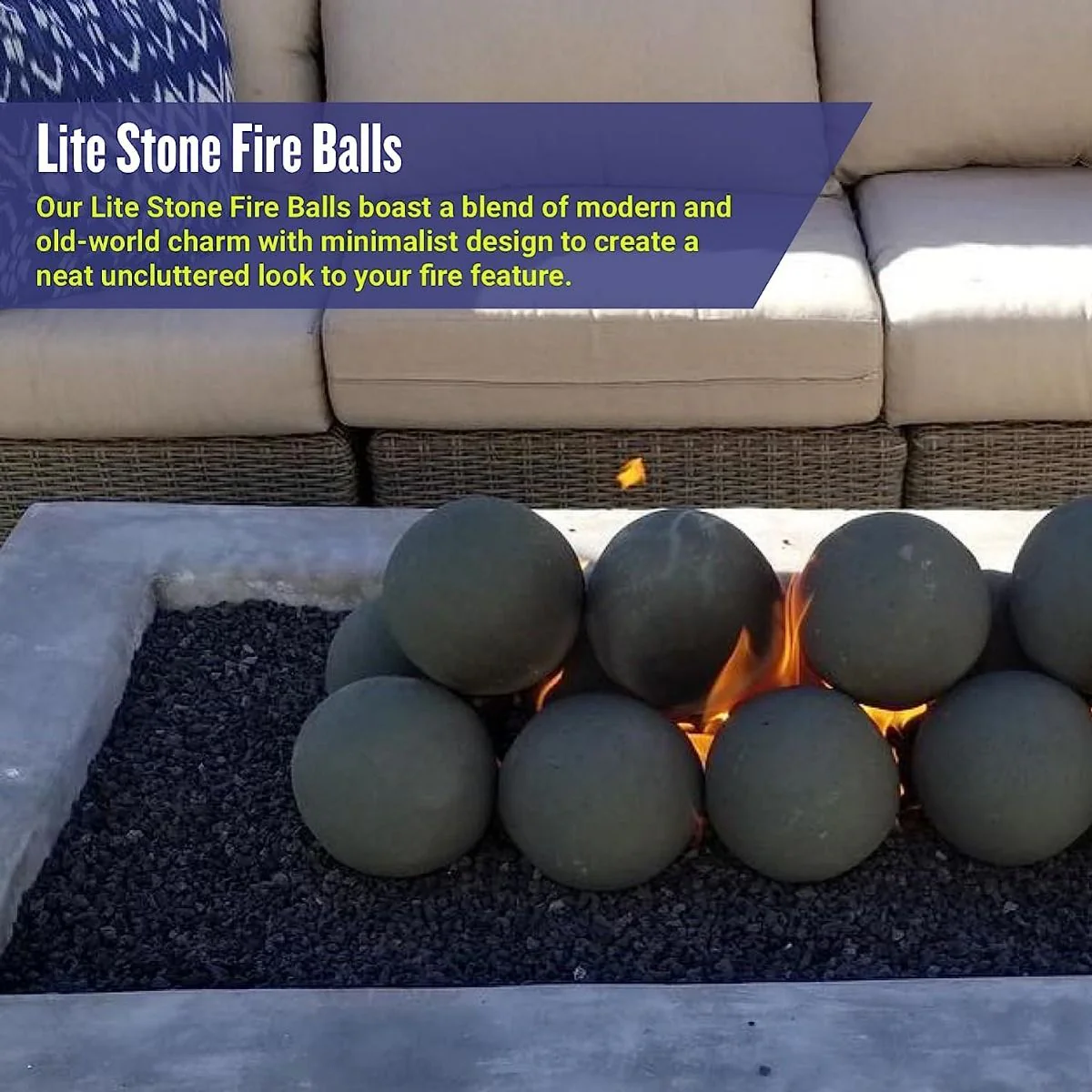 4" Natural Lite Stone Fire Balls - Set of 6 by American Fire Products - Image 8