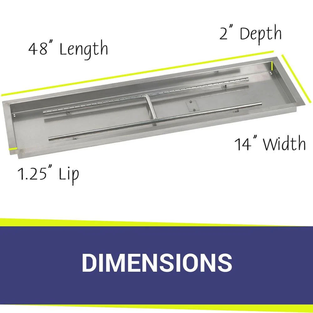 48" x 14" Rectangle Stainless Steel Drop-In Pan with All-Weather Electronic Ignition System - Natural Gas by American Fire Products - Image 2