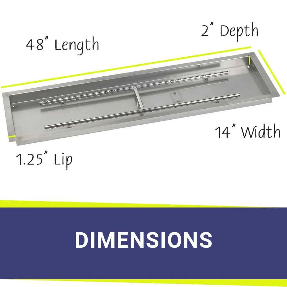48" x 14" Rectangle Stainless Steel Drop-In Pan with All-Weather Electronic Ignition System - Propane by American Fire Products - Image 2