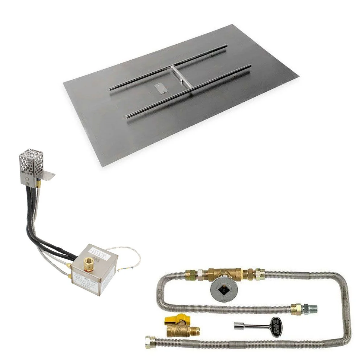 48" x 24" Rectangle Stainless Steel Flat Pan with All-Weather Electronic Ignition System - Natural Gas by American Fire Products