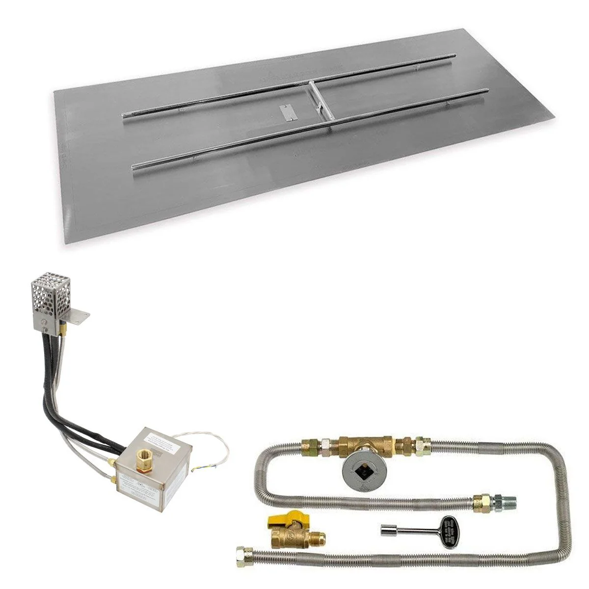 72" x 24" Rectangle Stainless Steel Flat Pan with All-Weather Electronic Ignition System - Natural Gas by American Fire Products