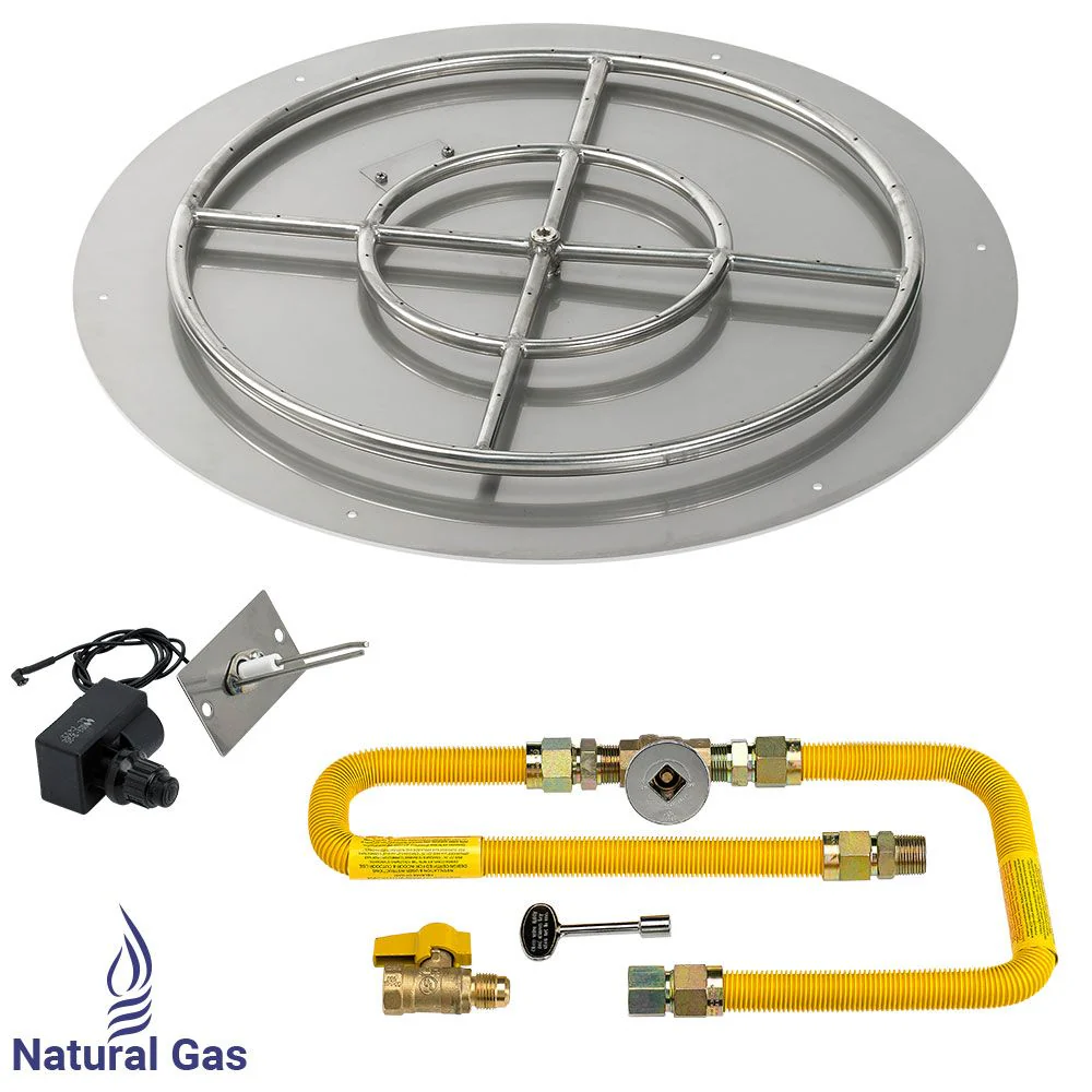 30" Round High Capacity Stainless Steel Flat Pan with Spark Ignition Kit - Natural Gas by American Fire Products
