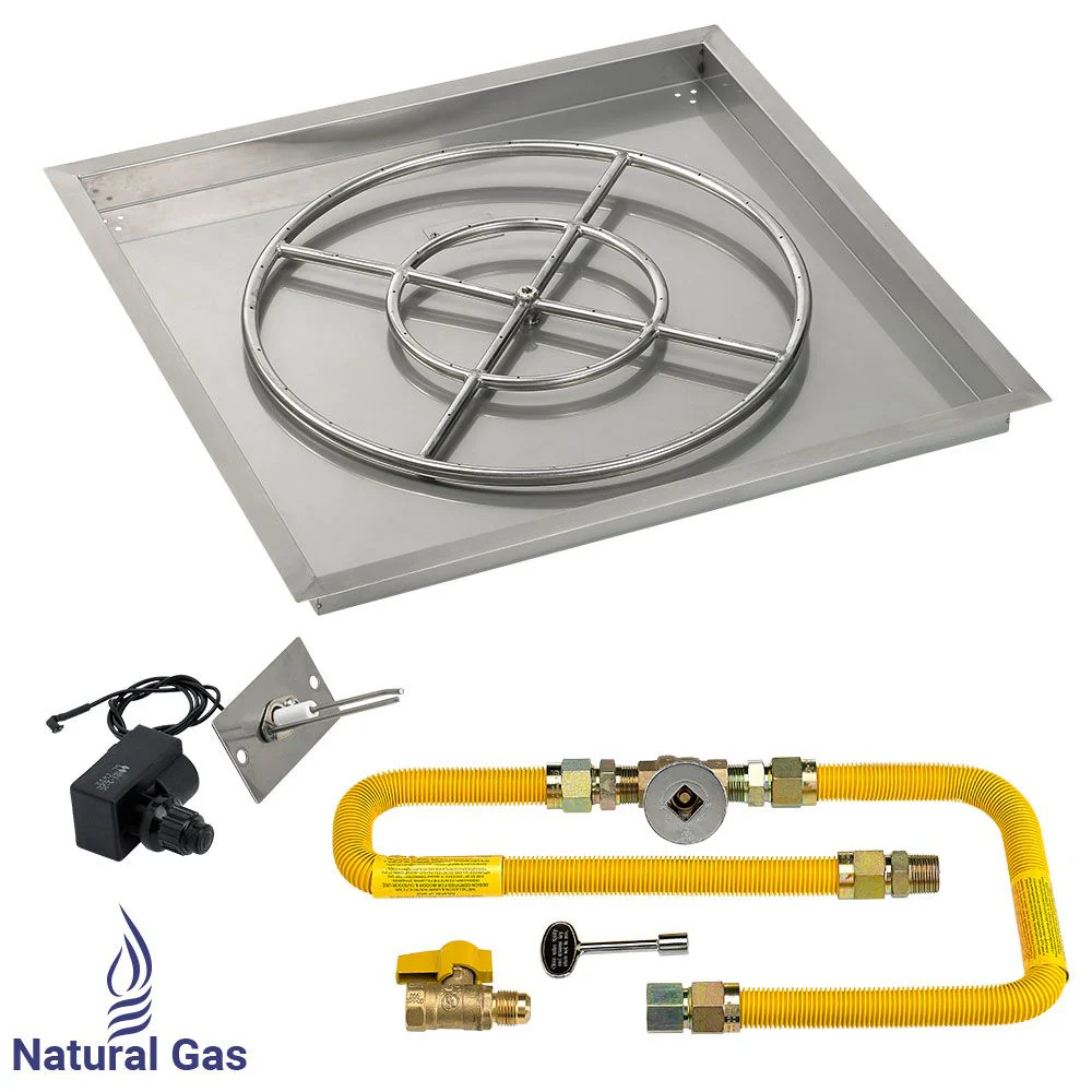 30" Square High Capacity Stainless Steel Drop-In Pan with Spark Ignition Kit - Natural Gas by American Fire Products