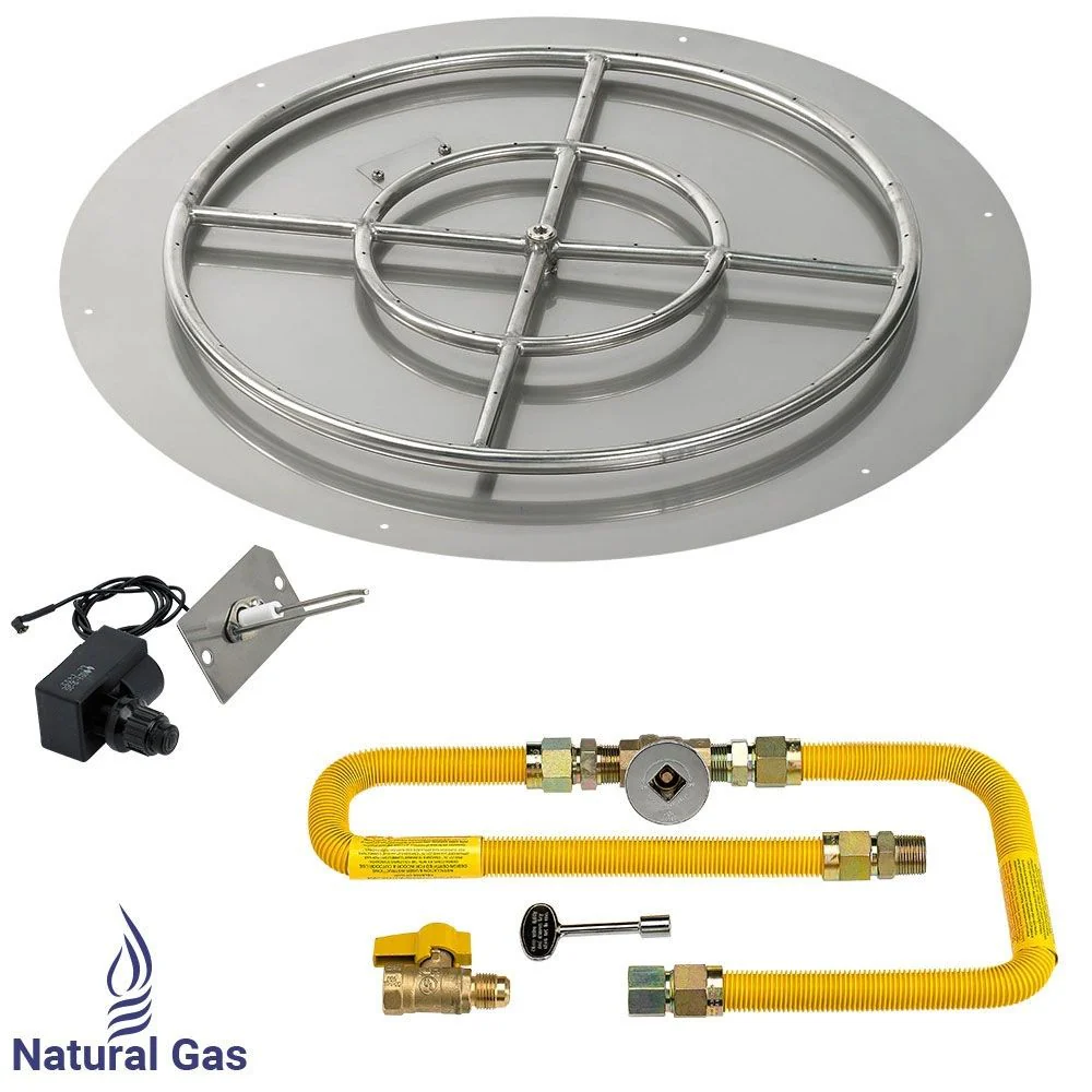 36" Round High Capacity Stainless Steel Flat Pan with Spark Ignition Kit - Natural Gas by American Fire Products