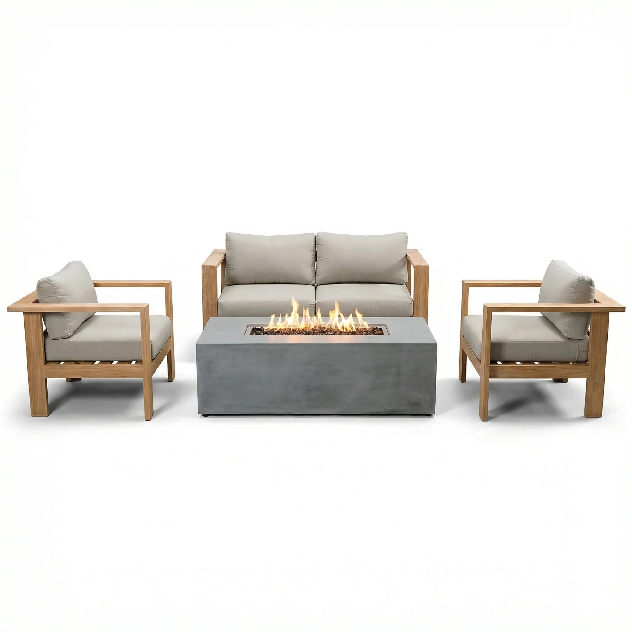 Ando 4-Piece Deep Seating Loveseat Set with Fire Pit - Image 5