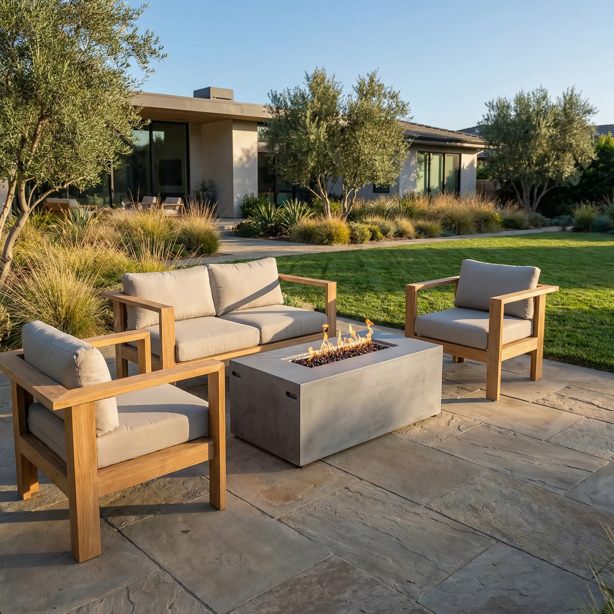 Ando 4-Piece Deep Seating Loveseat Set with Fire Pit - Image 6