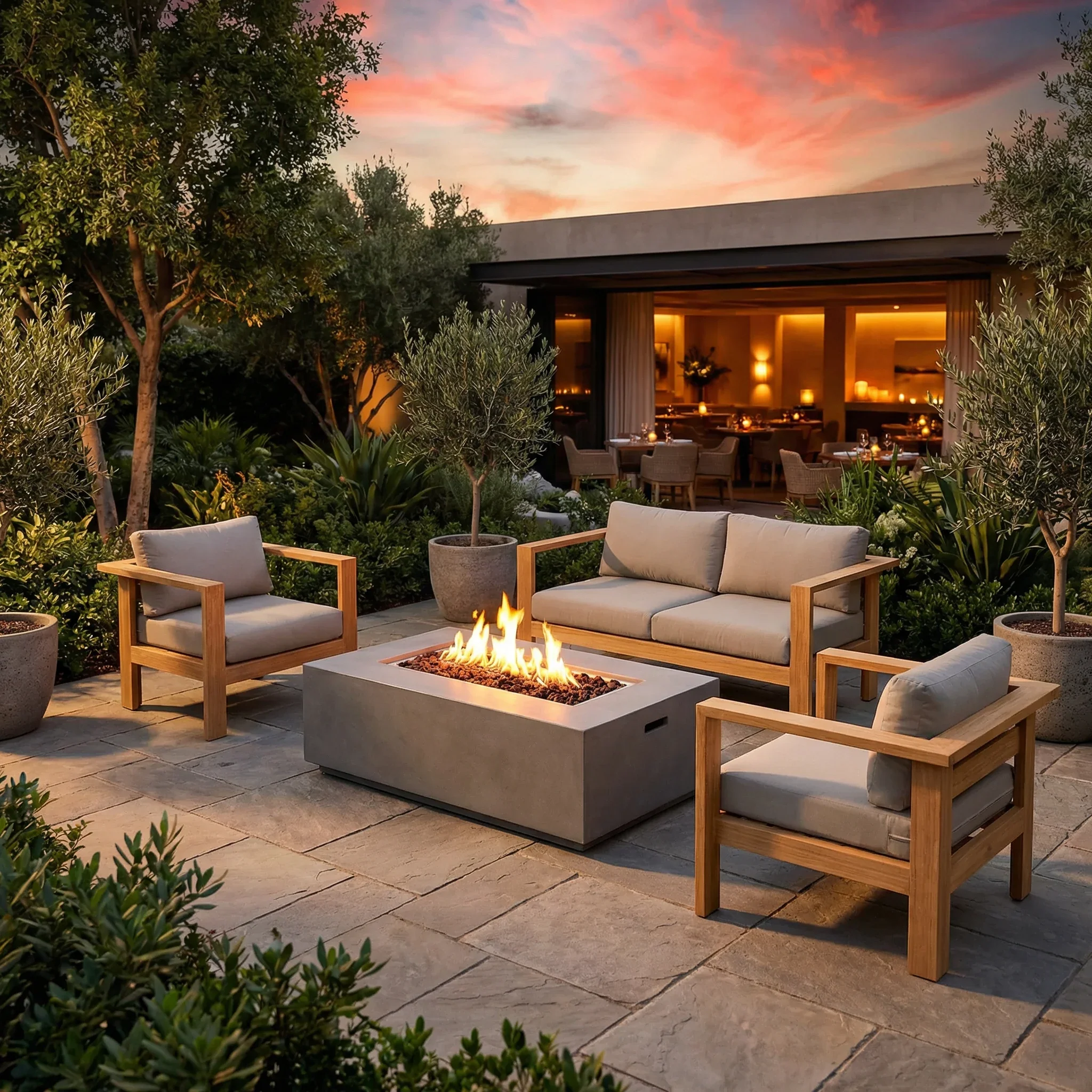 Ando 4-Piece Deep Seating Loveseat Set with Fire Pit - Image 7