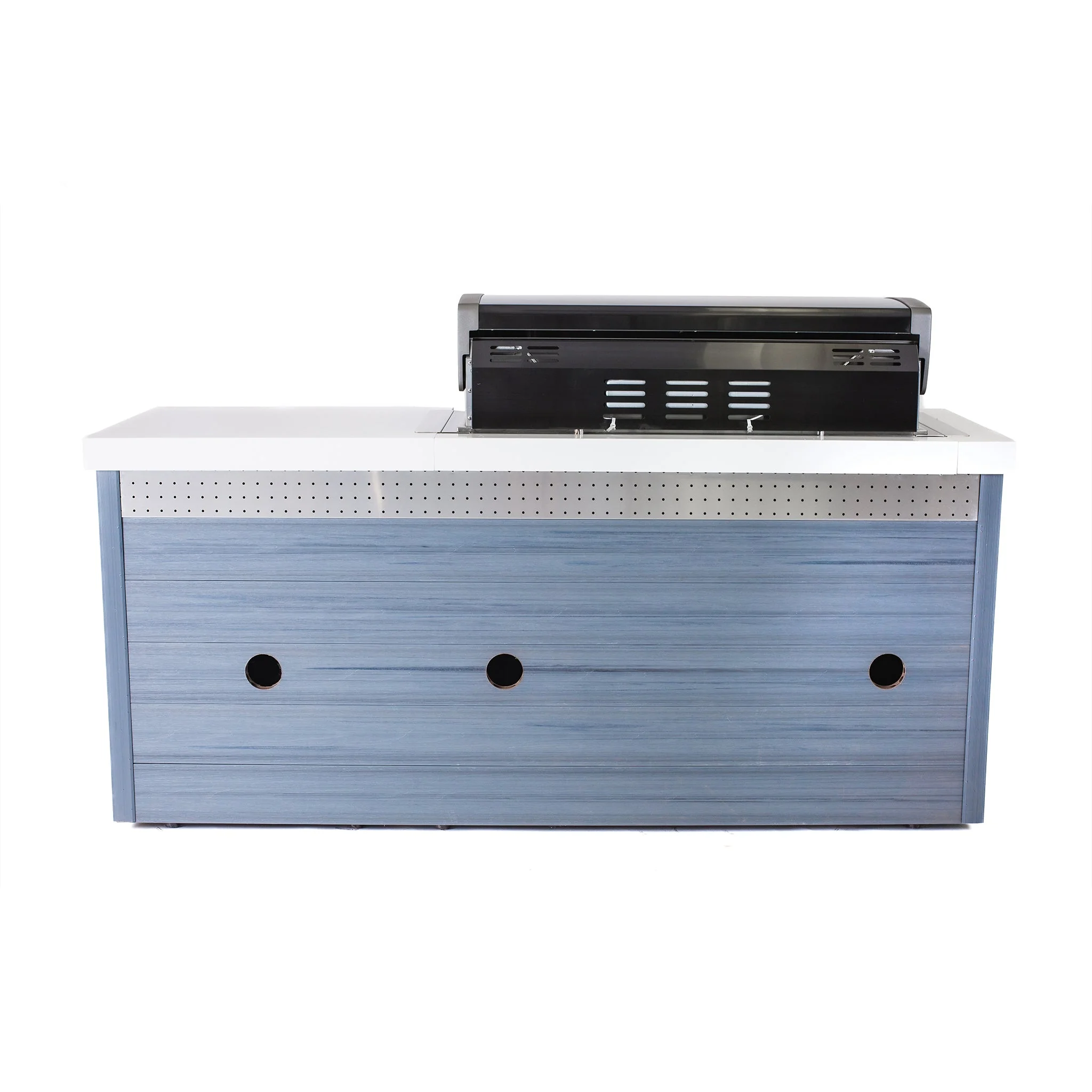 Art-Wood 6-Burner with Refrigerator, Rear Burner, and Rotisserie Kit Black Stainless Steel Natural Gas BBQ Island Grill - MA805-AWBSS by Mont Alpi - Image 5