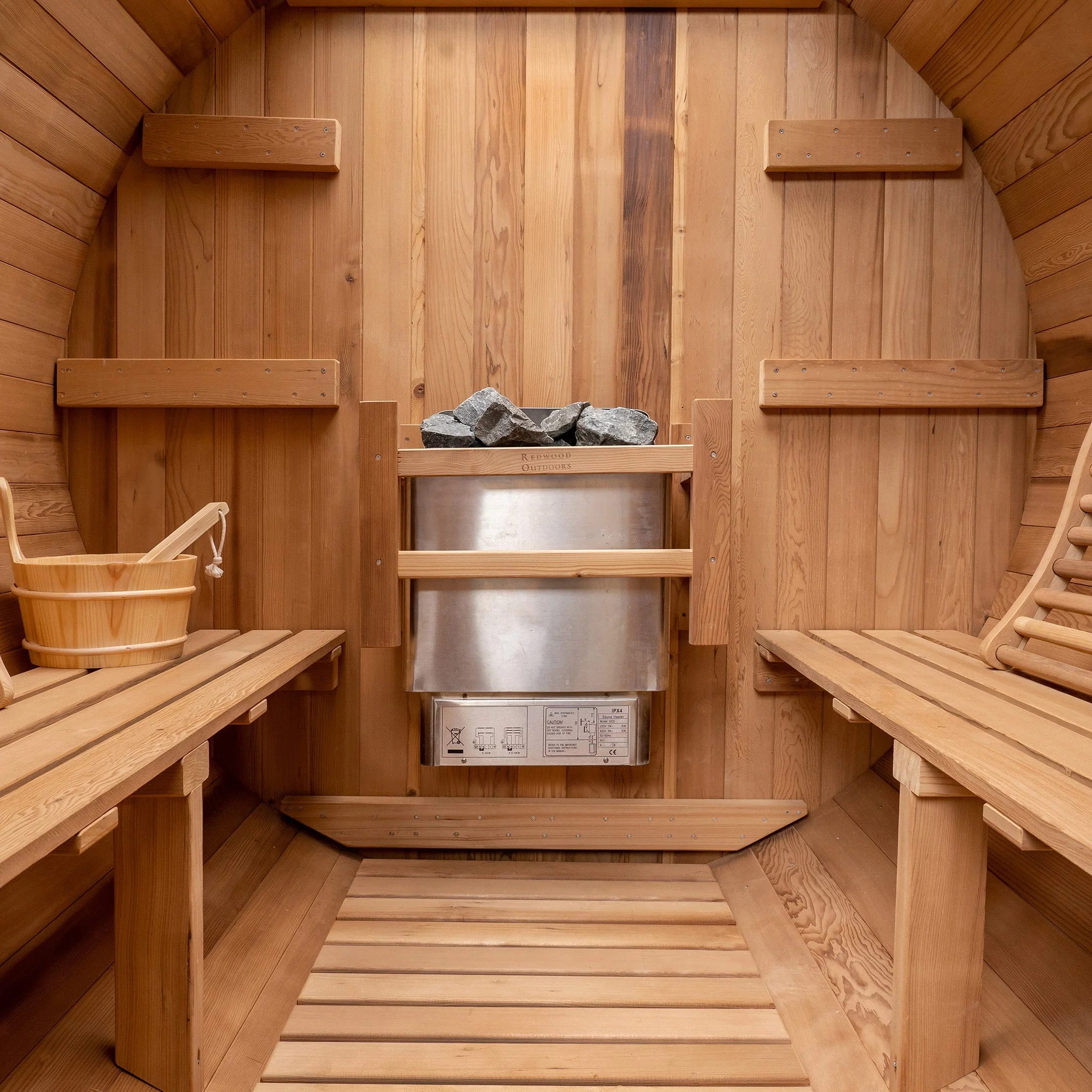Barrel Outdoor Sauna - 6 Person w/ Harvia KIP 8kW Heater - Image 10