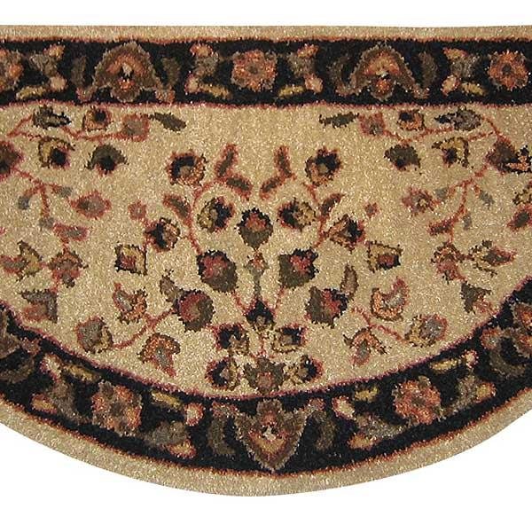 Beige Floral Hand-Tufted Wool Hearth Rug - Image 2