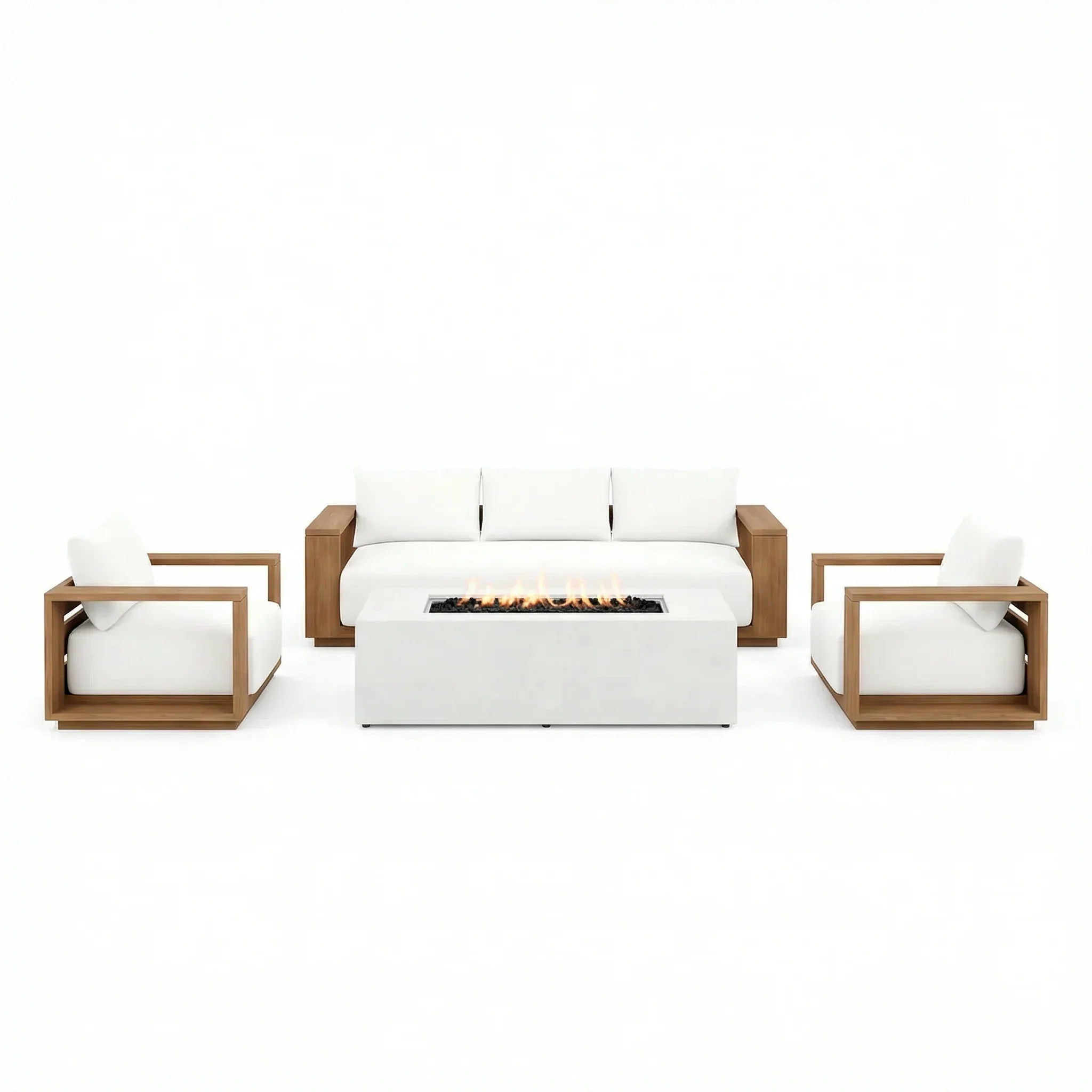 Beja 4-Piece Deep Seating Sofa Set with Fire Pit - Image 5