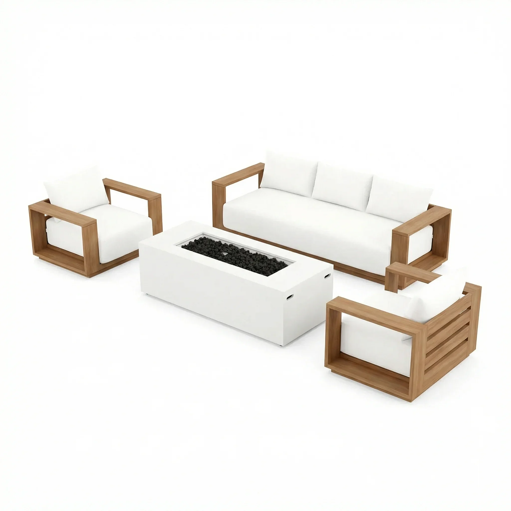 Beja 4-Piece Deep Seating Sofa Set with Fire Pit - Image 6