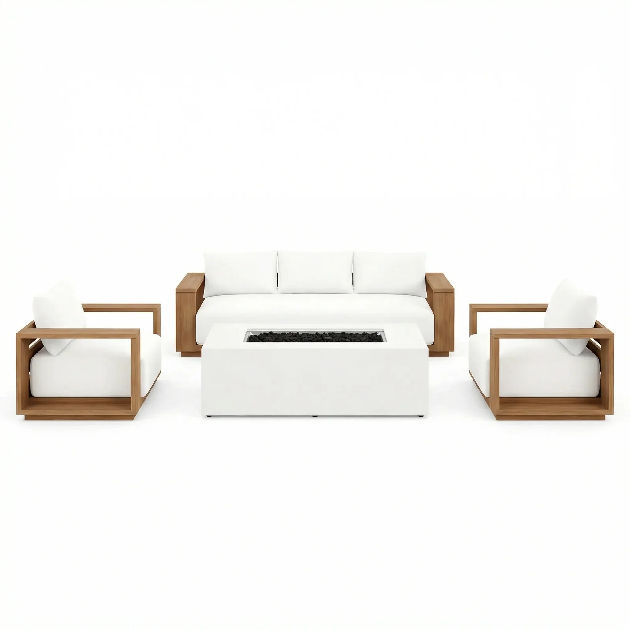 Beja 4-Piece Deep Seating Sofa Set with Fire Pit - Image 7