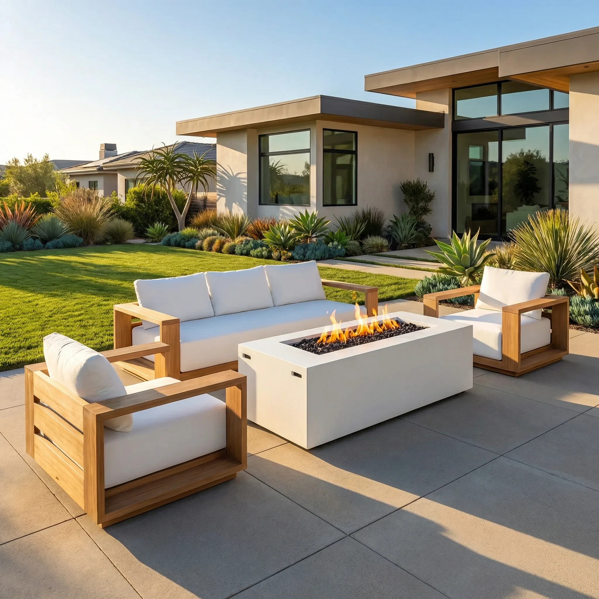 Beja 4-Piece Deep Seating Sofa Set with Fire Pit - Image 8