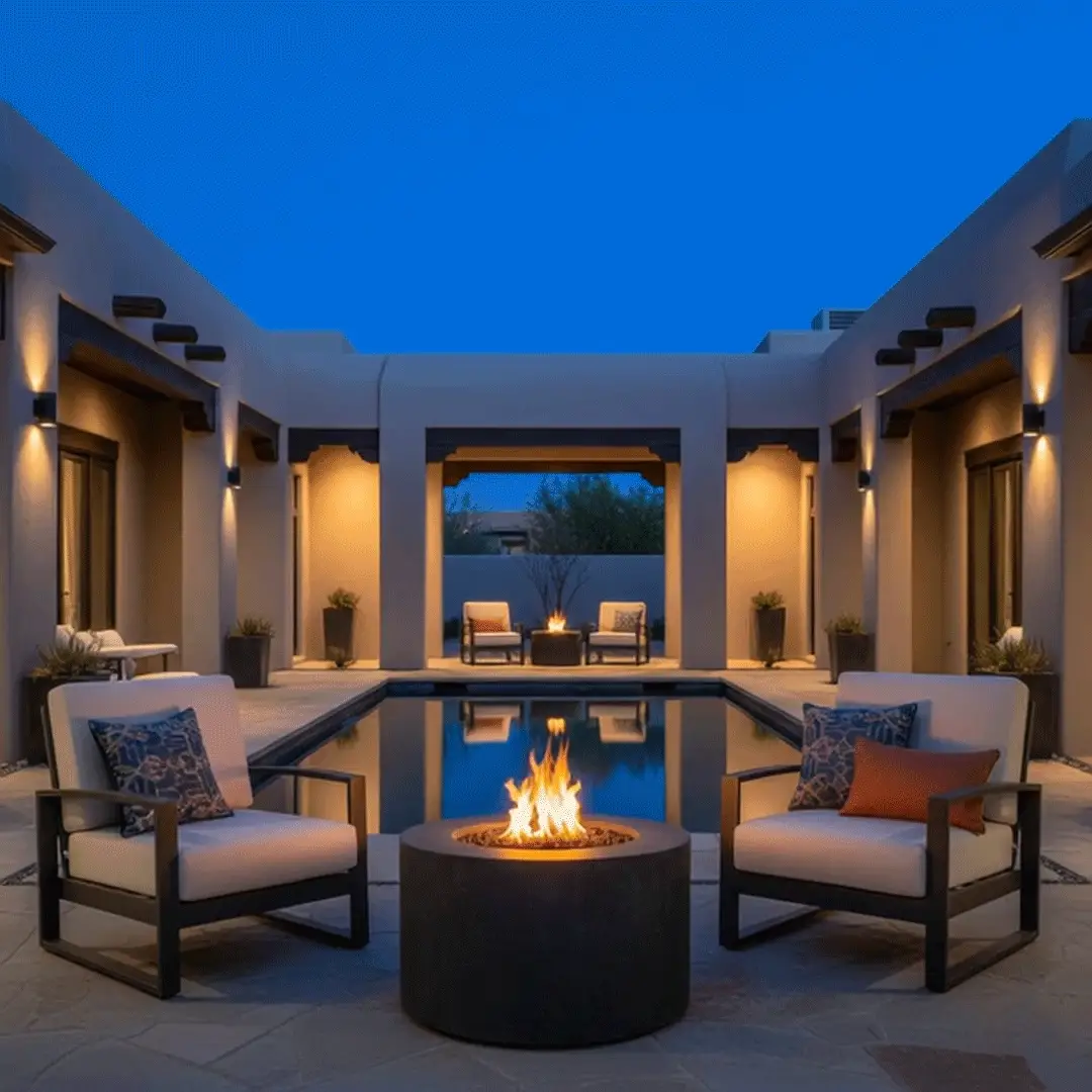 42" Round Beton Concrete (GFRC) Gas Fire Pit with Hidden Propane Tank - Graphite by Starfire Designs - Image 5