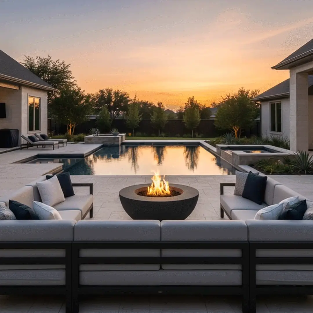 42" Round Beton Concrete (GFRC) Natural Gas Fire Pit - Graphite by Starfire Designs - Image 5